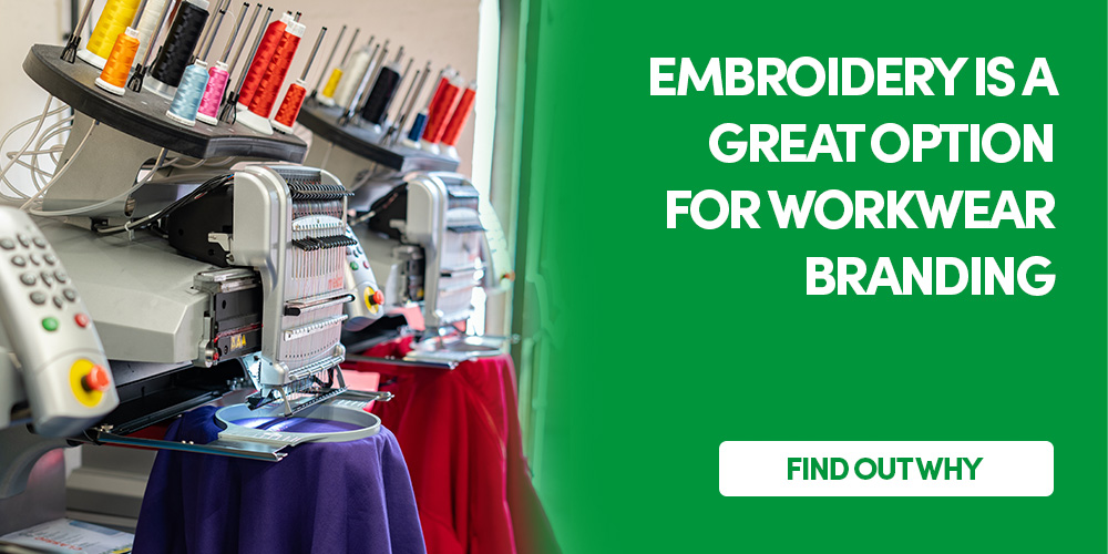 embroidery machines embroidering workwear